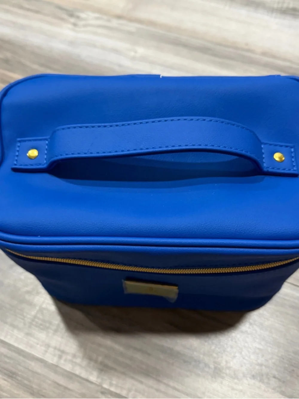 Jeffree Star Cosmetics Dark‎ Blue Zip Train Case Travel Makeup Bag Gold Zipper